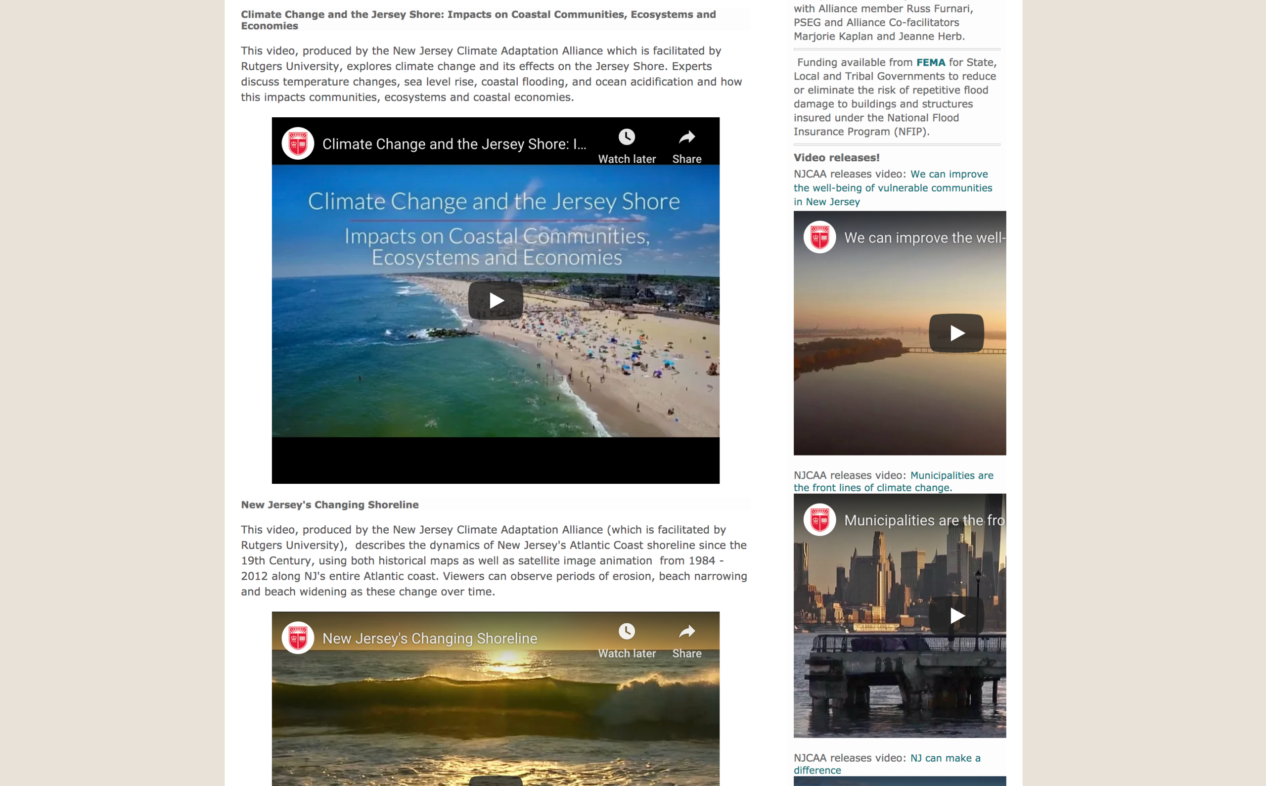 New Jersey Climate Change Alliance videos screenshot